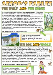 English Worksheet: Aesops fables for reading and discussing the moral.