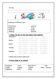 English Worksheet: work day