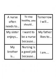 English Worksheet: ESL Tic Tac Toe for Nursing Students