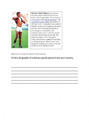 English Worksheet: Sports Person biography: Nicky Wynmar, Australian Football