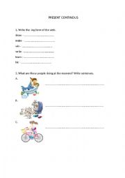 English Worksheet: present continuous - exercises/test