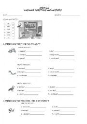 English Worksheet: Animals and has/have got 2