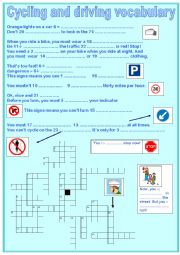 English Worksheet: Cycling and driving vocabulary - crosswords