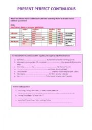 worksheet on the present perfect+ ING