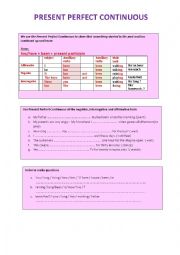 English Worksheet: worksheet on the present perfect+ ING