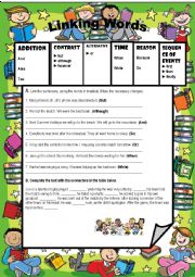 English Worksheet: Linking Words