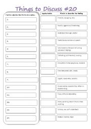 English Worksheet: Things to discuss #20