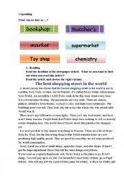 English Worksheet: shopping