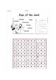 English Worksheet: Days of the week