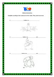 English Worksheet: Activity about the movie Rio