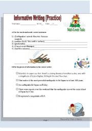 English Worksheet: Informative Writing