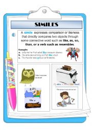 English Worksheet: SIMILES