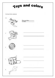 English Worksheet: Toys and colors