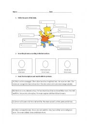 English Worksheet: Parts of the body and people description