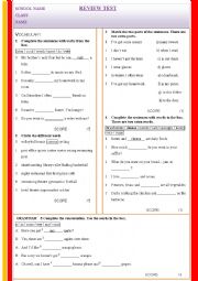 English Worksheet: Grammar review test for elemntary levels