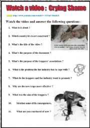 English Worksheet: Watch a video and react. CRYING SHAME (listening + youtube link) + key + teachers extras