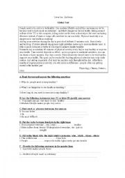 English Worksheet: First Year Bac Global Test