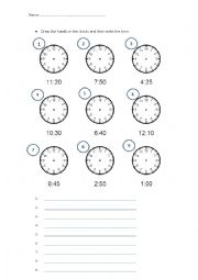 English Worksheet: the hands of the clock