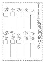 English Worksheet: Numbers 1 - 10