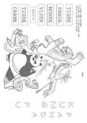 English Worksheet: kung fu Panda animals