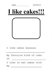 English Worksheet: I like cake