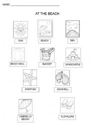 English Worksheet: Beach Vocabulary