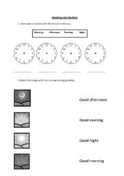 English Worksheet: Greetings and daytime