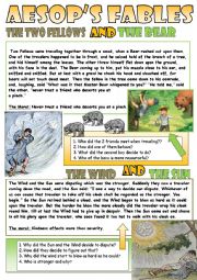 English Worksheet: Aesops fables. For reading, discussing and teaching our students for the real life:)