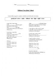 English Worksheet: Without You - David Guetta feat. Usher