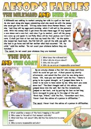 English Worksheet: Aesops fables. For reading, discussing and teaching our students to be ready for the real life:)