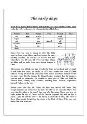 English Worksheet: early days