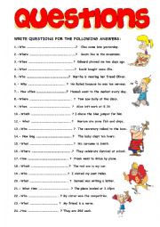 English Worksheet: QUESTIONS