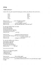 English Worksheet: song: Glitter in the air