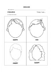 English Worksheet: feelings faces to draw