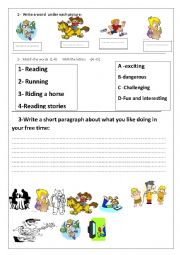 English Worksheet: free time activities