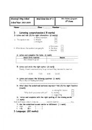 English Worksheet: Mid- Term Test N2