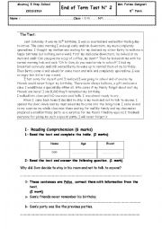 English Worksheet: End Of Term Test N2 (8th form)