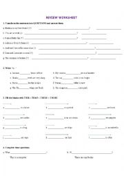 English Worksheet: Review Worksheet