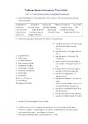 English Worksheet: International Womens Day. Video Worksheet