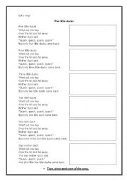 English Worksheet: Five Little Ducks