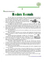 English Worksheet: Modern Nomads