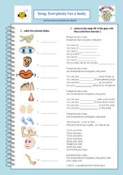 English Worksheet: Song - Everybody has a body