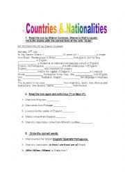 English Worksheet: Countries & nationalitites