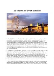 English Worksheet: 10 things to do in London