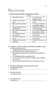 English Worksheet: A Quiz on Reported Speech