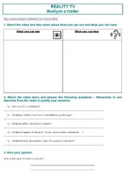 English Worksheet: Reality show trailer