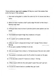 English Worksheet: Commas