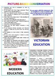 English Worksheet: Picture-based conversation : topic 25 - Victorian education vs modern one