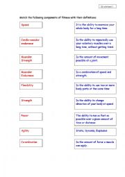 English Worksheet: Components of fitness