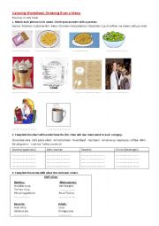 English Worksheet: Oredering from a menu